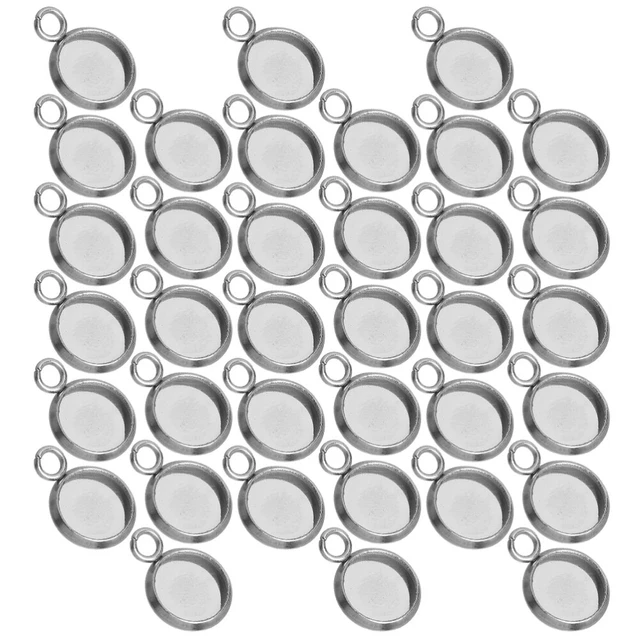 50Pcs Runde Blank Hängende Behälter Silber Halloween Schmuck 3