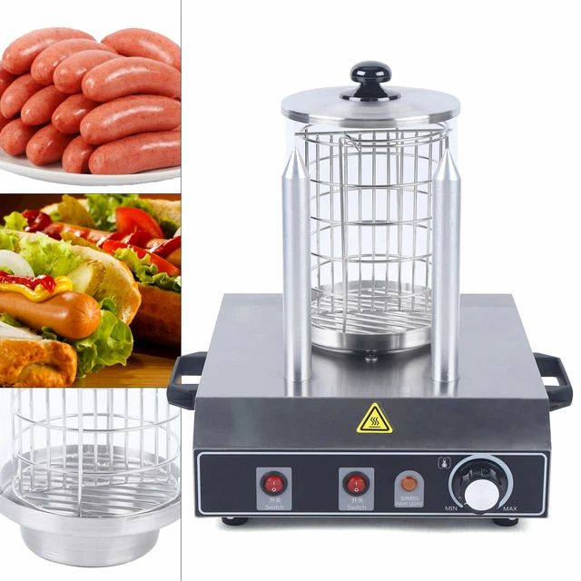 Hot Dog Wärmer Mit 2 Heizspiessen Edelstahl Wurstkocher Gerät Wurstwärmer 422W
