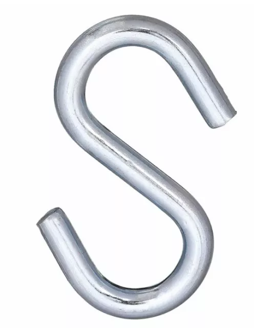 (10 Pack) S-Hooks 1-3/4” Long, 9/32” Opening Size, 7/8” Wide, Zinc Plated. 40 Lb