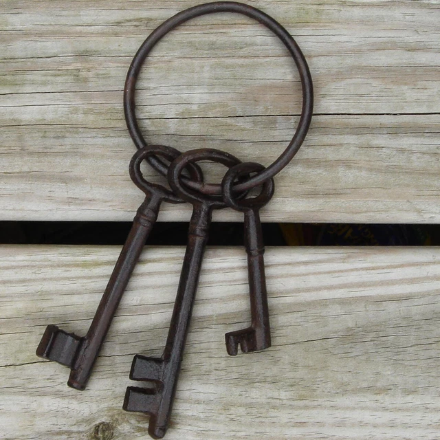 Rustic Cast Iron Pirate Ship Jail SKELETON KEYS SET Ant