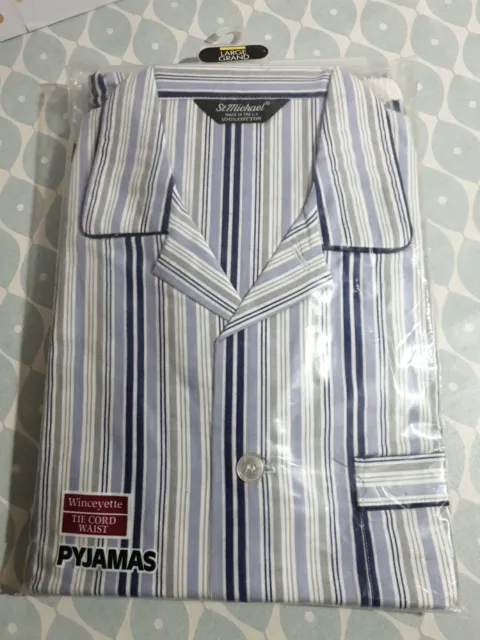 Vintage Retro St Michael Mens Large Striped Cotton Pyjamas Set M&S NEW