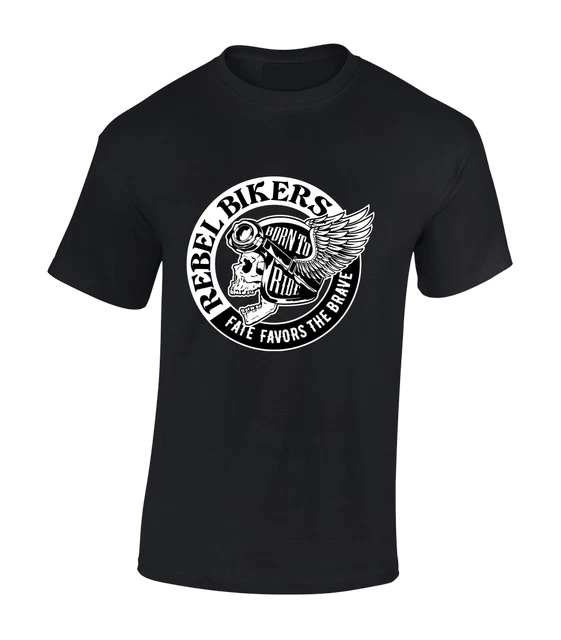 Rebel Bikers Mens T Shirt Motorbike Death Skull Design Motorcycle Biker Top