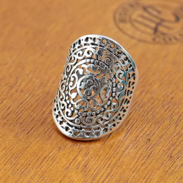 Large Oval Filigree 925 Sterling Silver Ring Jewellery Ethnic Design