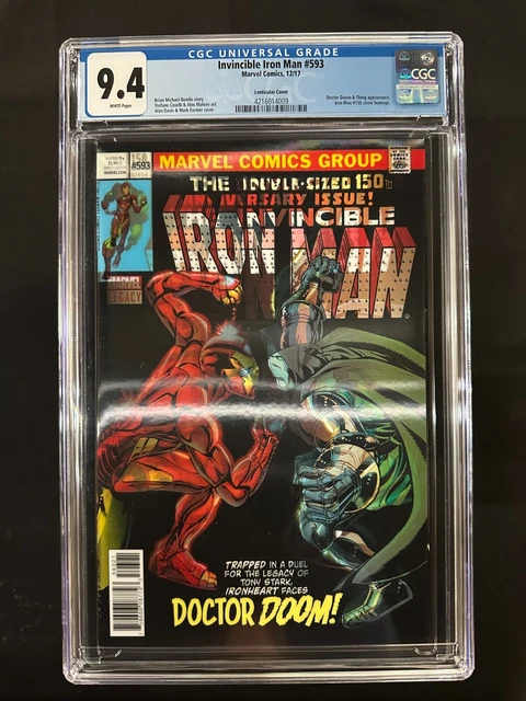 Invincible Iron Man #593 CGC 9.4 (2017) - Lenticular Cover, Iron Man #150 homage