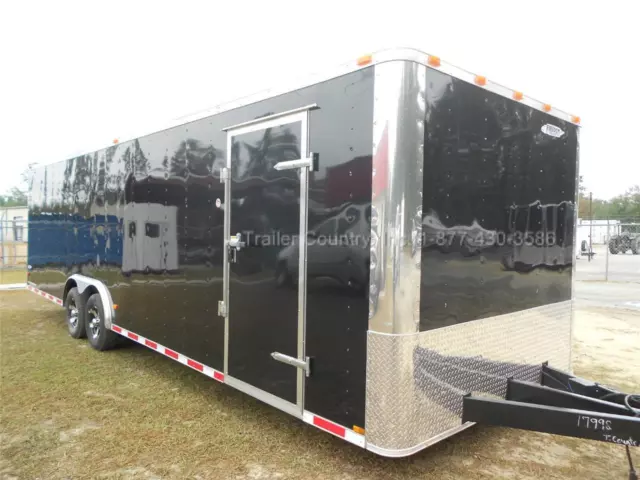 New 2024 8.5 X 28 8.5X28 Black Enclosed Race Cargo Car Hauler Trailer - Loaded!