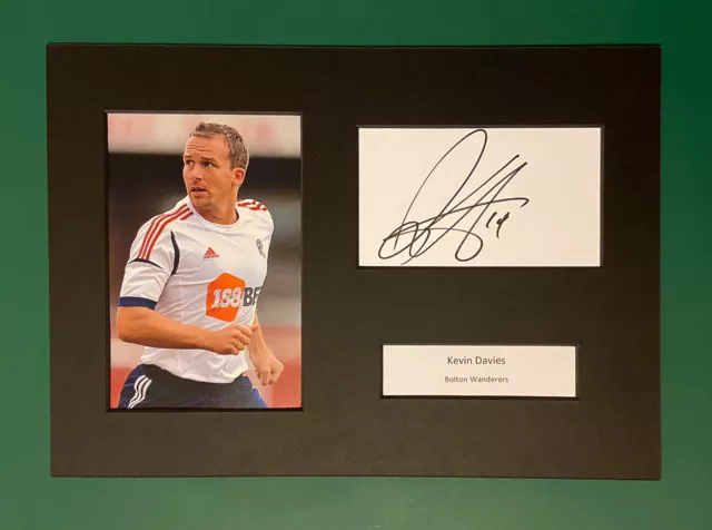 Kevin Davies - Bolton Wanderers Fc Football Signed A4 Mount +Coa