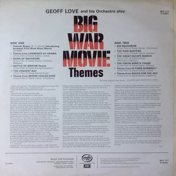 Geoff Love & His Orchestra - Big War Movie Themes (LP, Album) 2