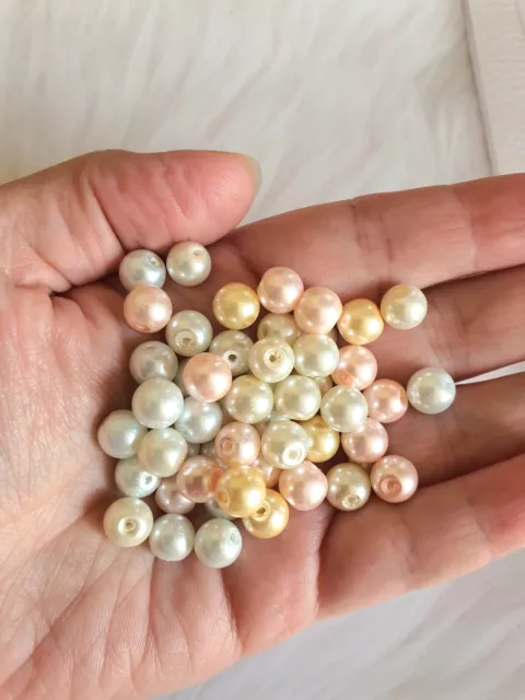 100 Glass Pearl Beads 4mm/6mm/8mm Mixed Colour Jewellery Craft Beads