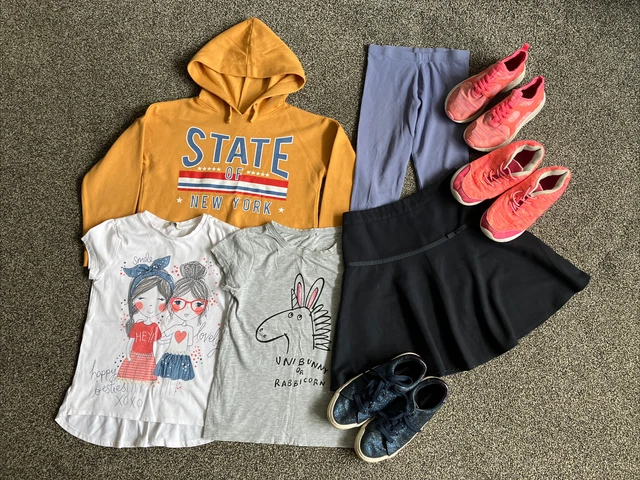 Assorted Bundle Of 8 Girls Clothes Hoodie Dress Tops Inc Next, H&M Age 8-9 Years
