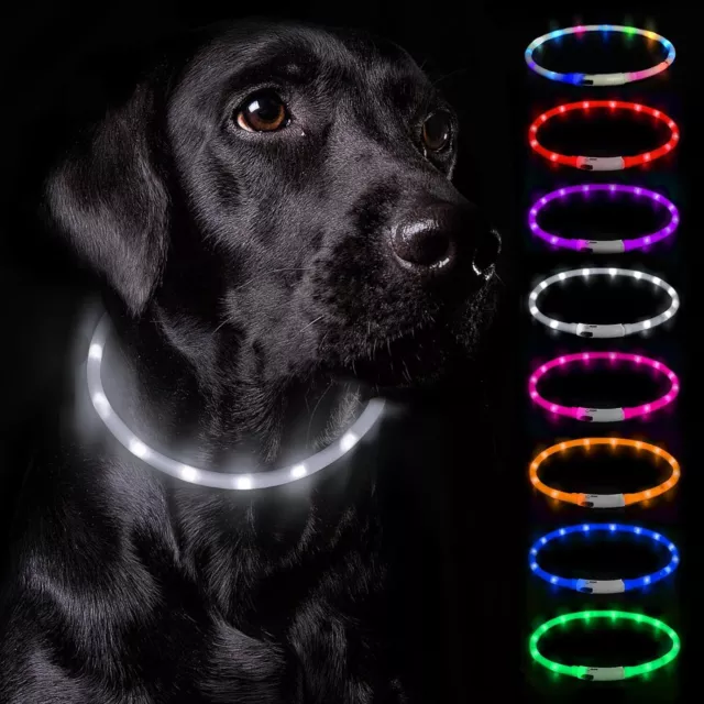 LED Leuchthalsband LED Hundehalsband zuschneidbar Blinklicht USB wiederaufladbar
