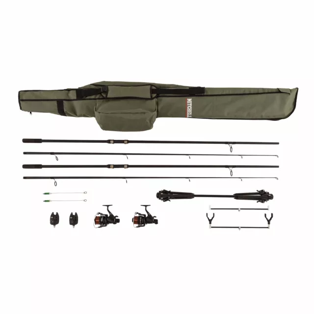 Mitchell 11ft  Carp Fishing Kit Set Rods Reels Pod Alarms Rod Bag Complete Set