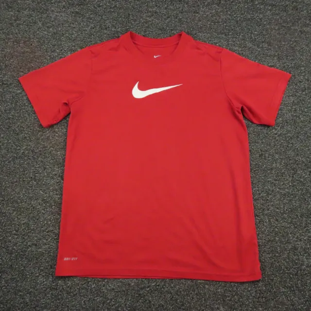 Nike Shirt Youth Large Red Dri-Fit Short Sleeve Breathable Casual Running Boy