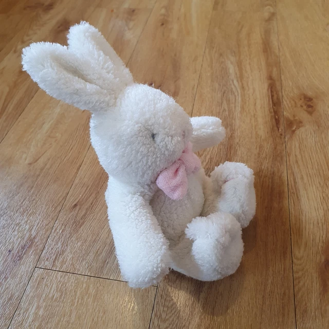 SMALL VINTAGE TESCO White Bunny Rabbit Soft Toy Plush Comforter Pink ...