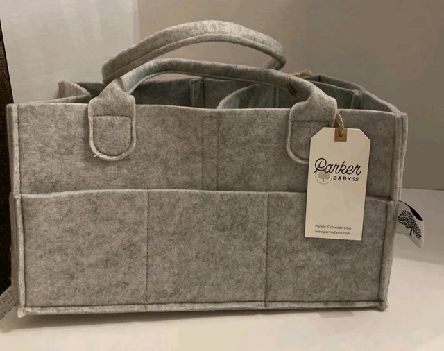 Parker Baby Co. Diaper Caddy Organizer Gray Cotton Felt
