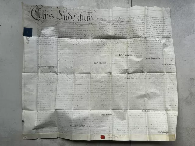 1836 Indentured property deed, Steel & Watkin, Waterfall, Staffordshire
