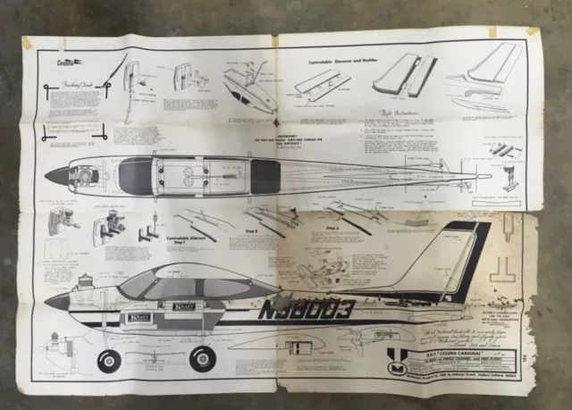 Cessna Cardnial Model Plane Airplane Midwest Products-  Instructions only