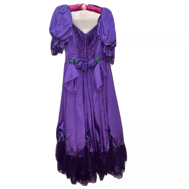 Vintage 60’s Womens purple Silk Long maxi Cinderella Dress evening Gown