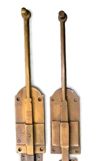 2 flush BOLT french old age style doors furniture heavy brass slide 11" bolts B