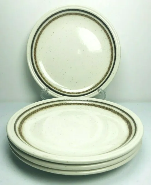 Biltons England Bread Plate SET of 4 Brown Tan Specks BIL12 Stoneware 6 5/8” Dia