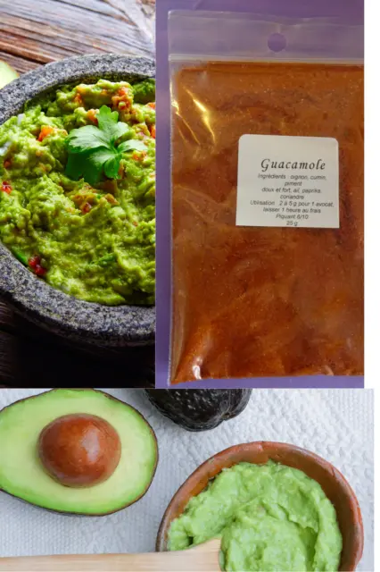 EPICES POUR GUACAMOLE 25 g mélange " fait maison "  2 à 5 g pour 1 avocat