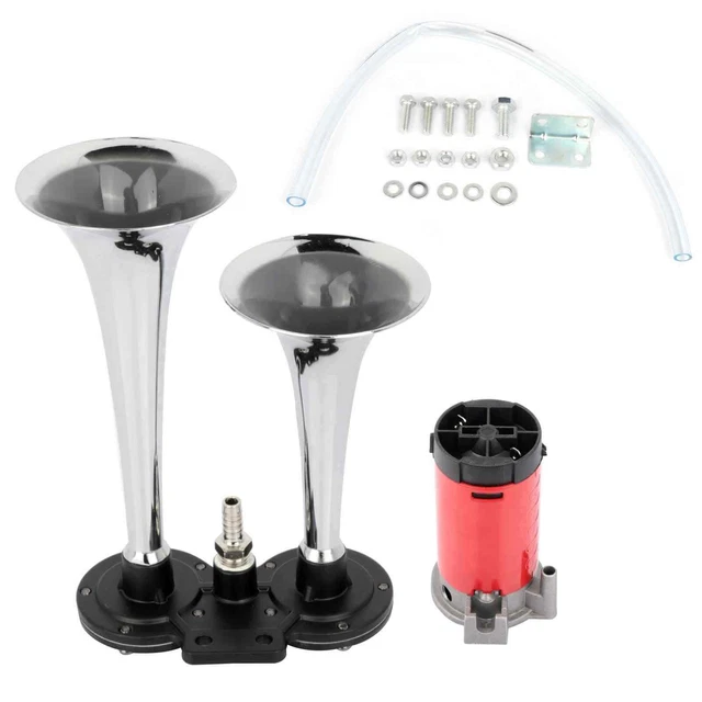 Klaxon Trompe 12V Double Son Avec Compresseur - Paire Pour Voiture Camion Bateau Van
