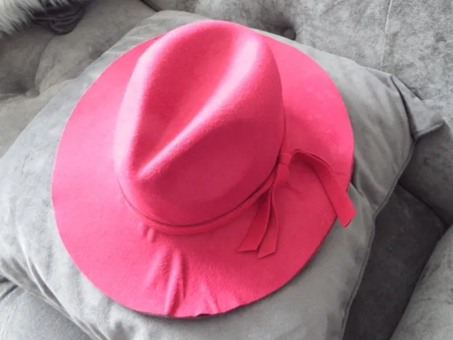 Cappello fedora in feltro lattuga classico elegante lampone rosso misto cotone taglia unica