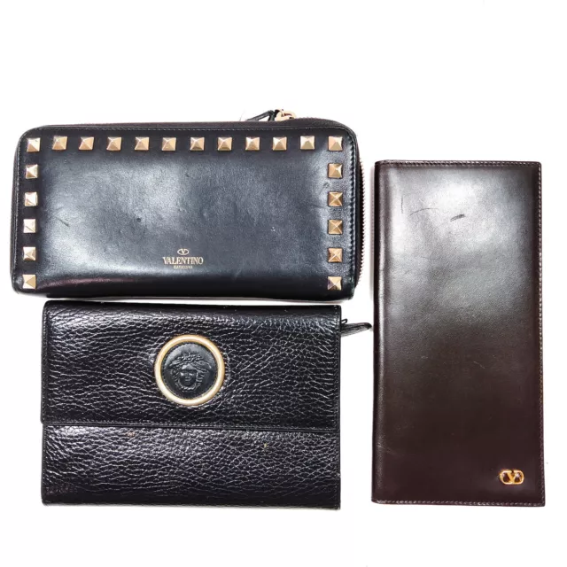 Versace Zippy Wallet Valentino Long Wallet Wallet 3 set   Leather 1018214