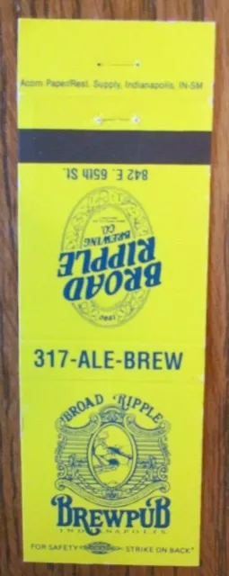 Broad Ripple Brew Pub Brewery Matchbook Matchcover (Indianapolis, Indiana) -E1