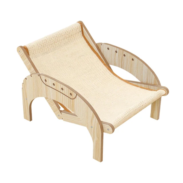 Chaise Longue Pour Chat - Blanc - Bois Et Peluche - Lit Pour Chat Neuf - Sans Marque