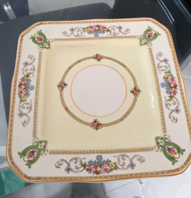 Vintage Myott Classic Plate 8.5" Square Flowers Weave Staffordshire