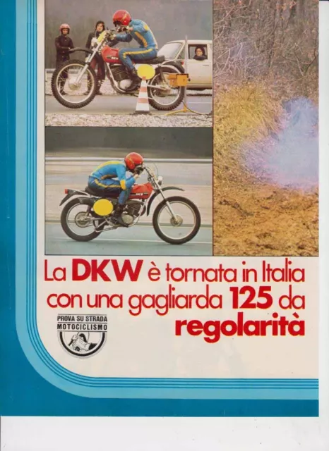 advertising Pubblicità -TEST MOTO DKW GS 125 SPECIA 1974-REGOLARITA ENDURO EPOCA