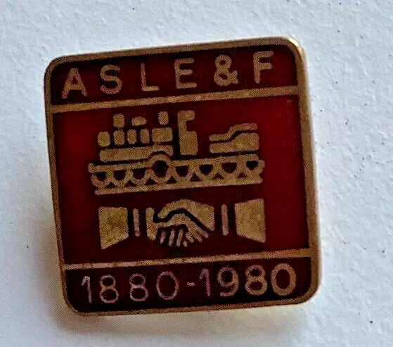 ASLEF Centenary small square enamel pin badge RAILWAYS 1880-1980 Fattorini