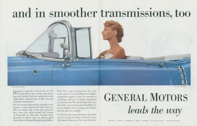 1956 Cadillac Convertible General Motors Leads The Way Vintage Print Ad SP1