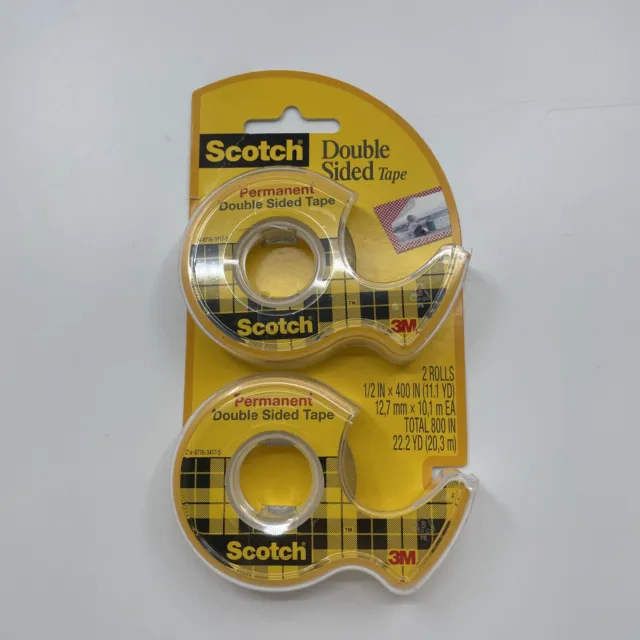 Scotch Double Sided Tape, Permanent 1/2 in. x 400 inch 2 Dispensers