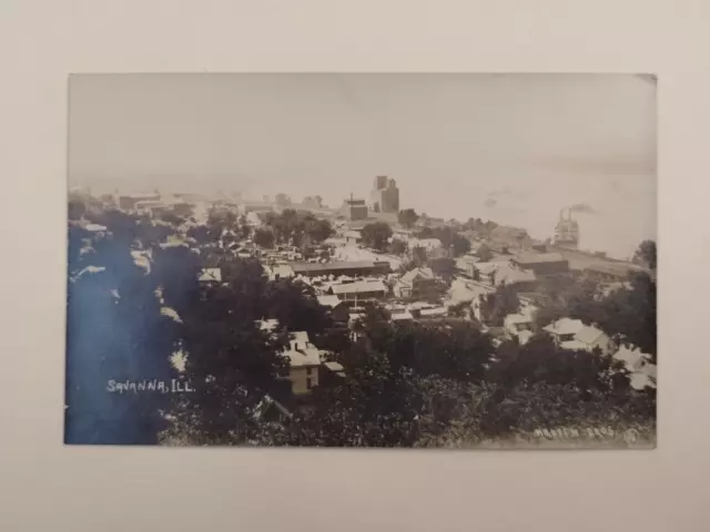 RPPC Savannah Ill Bird-Eye View Madsen Bros Kruxo Unposted Postcard (1)
