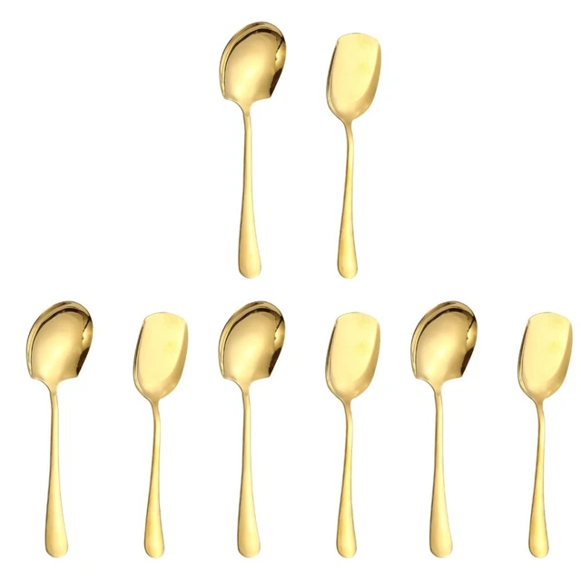 8 pz cucchiai da servizio per casa festa in acciaio inox cucchiai riutilizzabili cucchiai in metallo