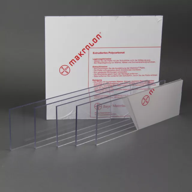 POLYCARBONAT (32€/m²) MAKROLON® 2 mm SCHEIBE GLAS PLATTE ZUSCHNITT GLAS KLAR PC