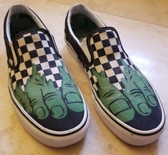 Vans x Marvel HULK Checkerboard Slip On Shoes Men's 9.5 Women's 11 - VGC!