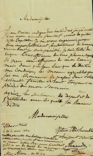 RARE! "Fashion Merchant" Mademoiselle Alexandre Hand Written Letter Dated 1824