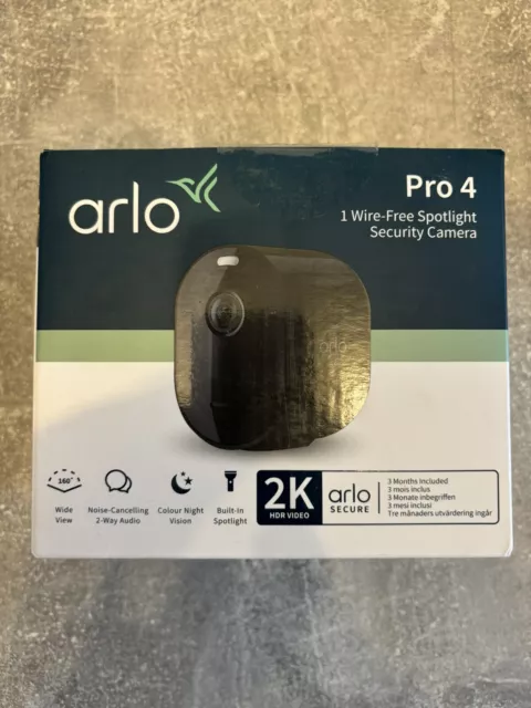 Arlo Pro 4 Wire Free Spotlight Security Camera  2K HDR in Black