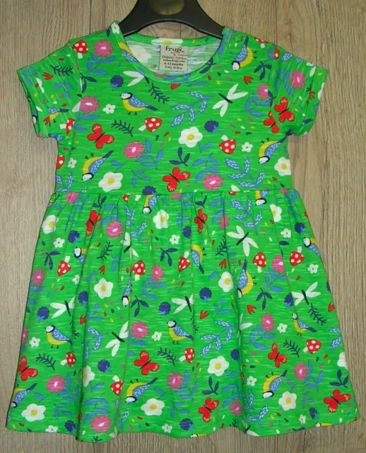 Frugi New Girls Green Dress Built in Pants Organic Cotton Age 12-18 Months