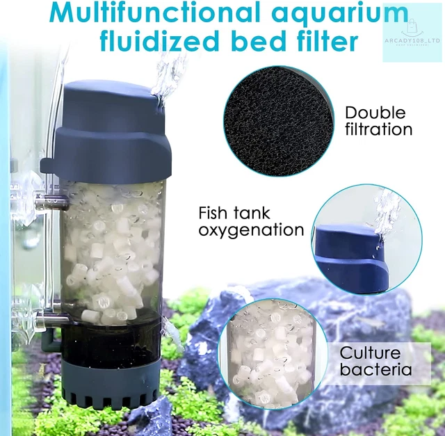 AQQA Aquarium Fluidized Moving Bed Filter, Submersible Aquarium Filter,Fish Tank 2