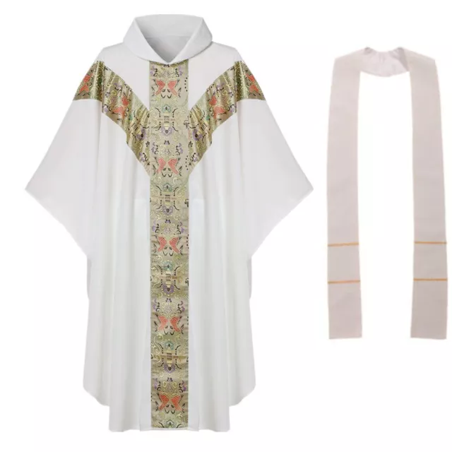 Church Clergy Vestment Chasuble Cassock Catholic  Robe  With Stole