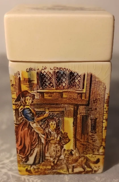 Vintage Crown Devon Porzellan ""Cries of London"" quadratisches Glas mit Deckel