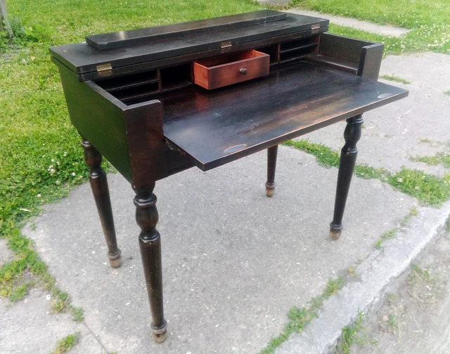 Handsome Antique Secretary Desk / Escritoire - Converts to side table server