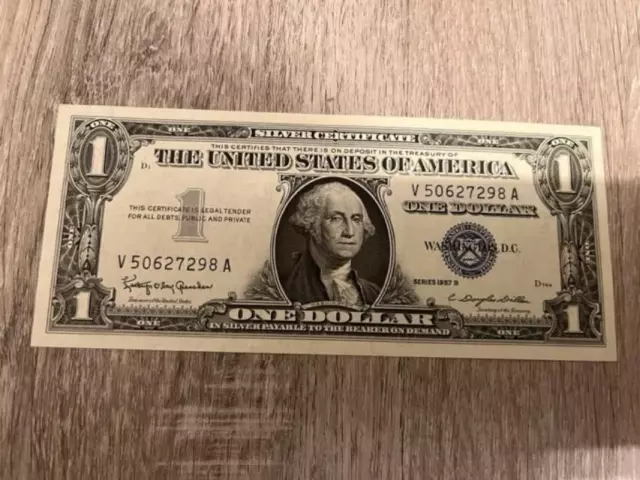 1957-B Silver Certificate Uncirculated $1 One Dollar $1 BILL Blue Seal