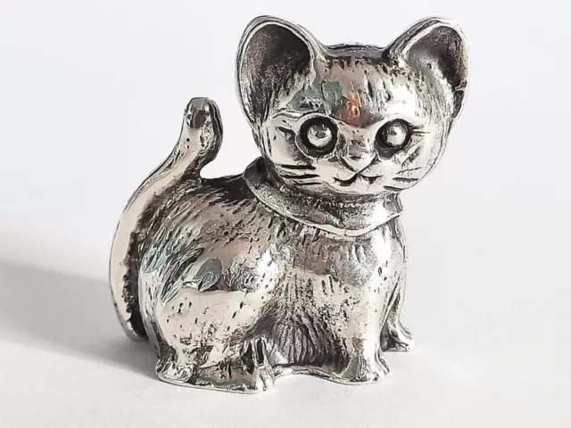 Sitzende Katze 925er Silber Figur Miniatur