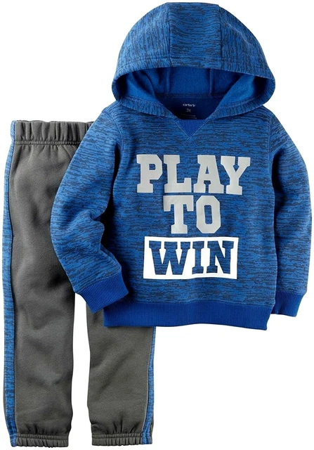 Carter's Baby Boy's 2 Pc Fleece Hoodie Jogger Pants Set Blue & Gray NWT 6 Months