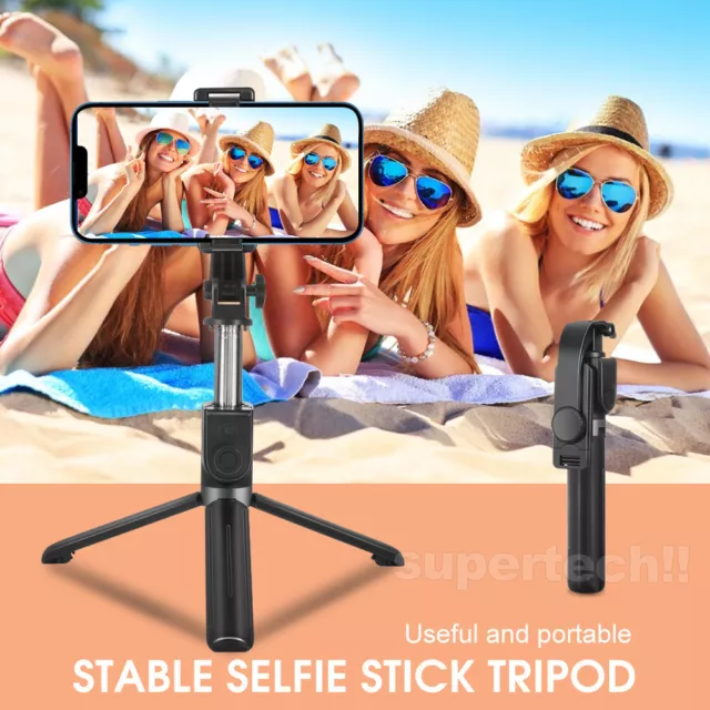 Unipod Selfie Stick Handheld Tripod Bluetooth Shutter For Samsung iPhone 15 14 2
