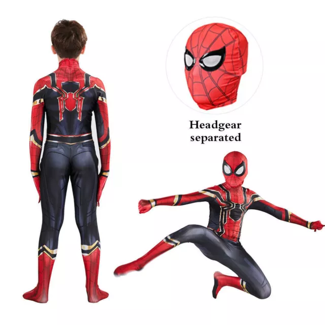 Kids Boys Avengers Iron Spiderman Superhero Cosplay Costume Fancy Dress Jumpsuit 3